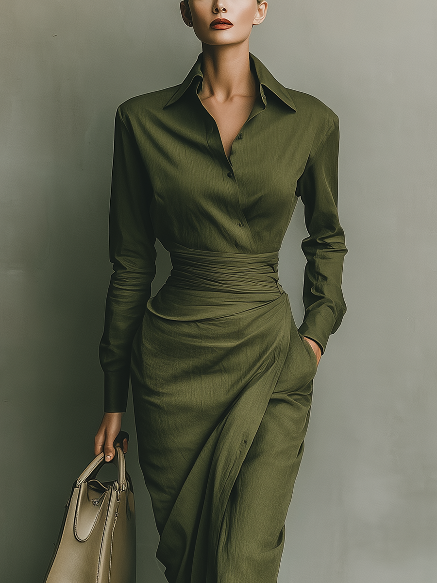 Giuliana | VESTIDO SATINADO ENVOLVENTE CON CINTURA