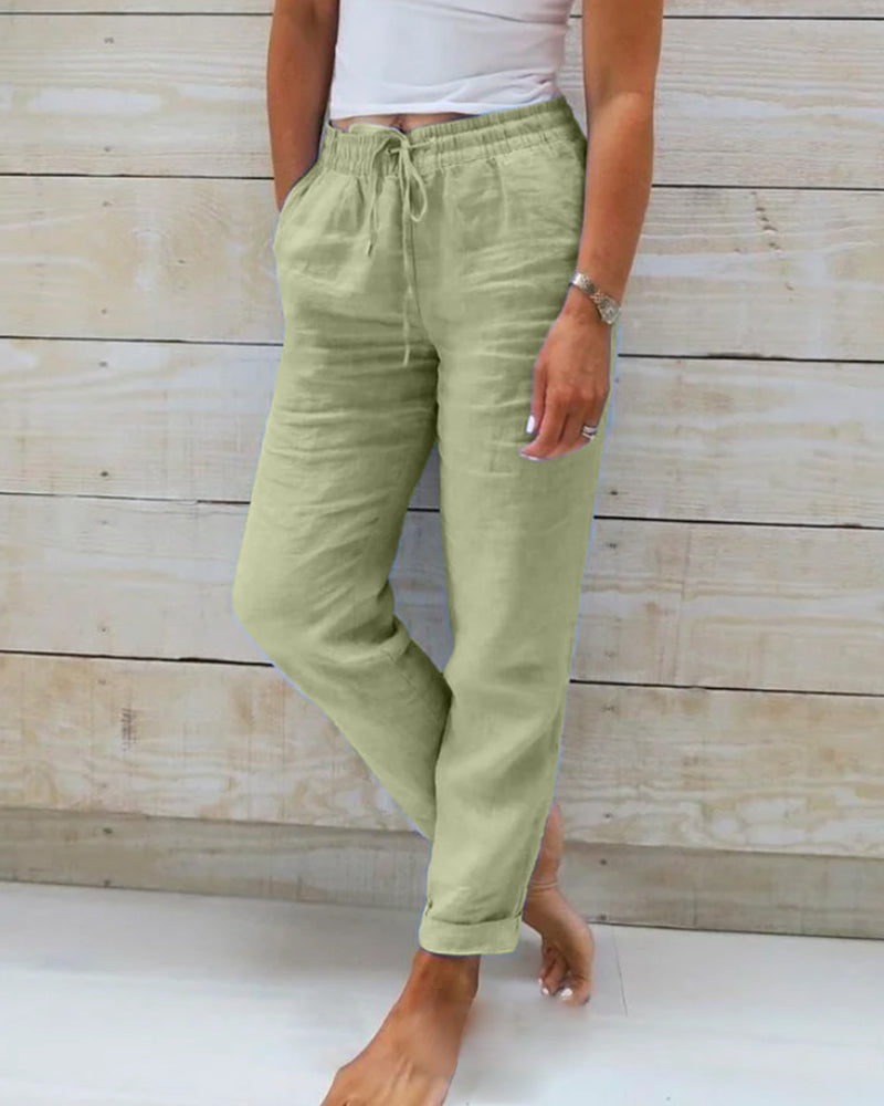 Allison - Pantaloni Tailored in Lino e Cotone di Lusso