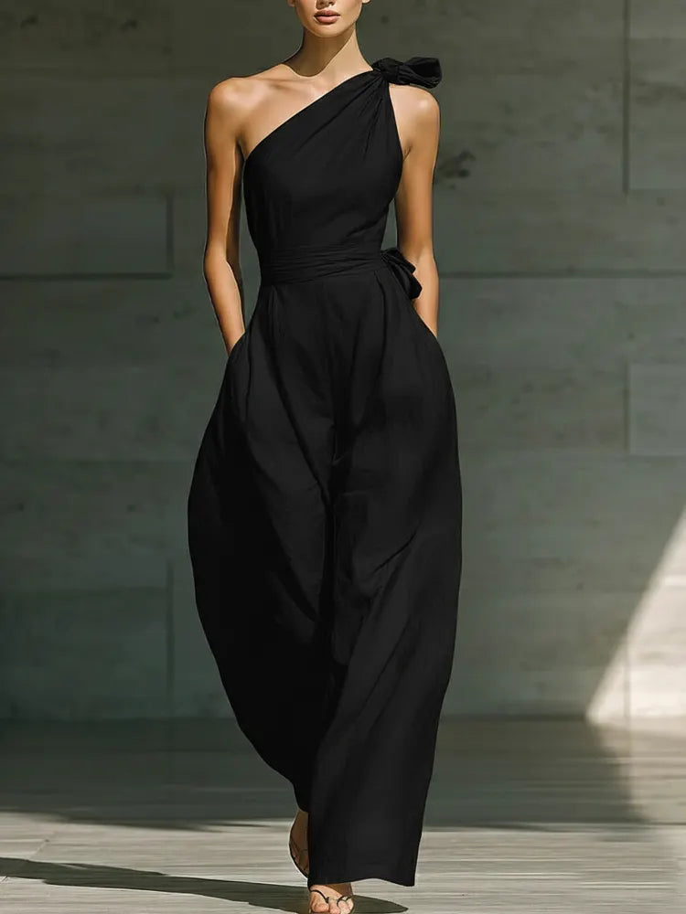 📦📦ULTIMO GIORNO RISPARMIA IL 49% ⏰Elegante Tuta Larga in Lino Off-the-shoulder