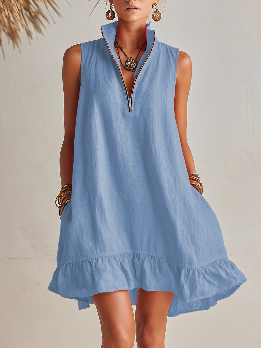 Abito Mini in Cotone e Lino
