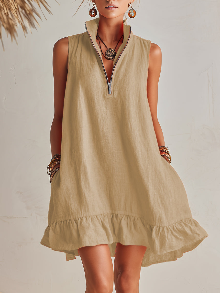 Abito Mini in Cotone e Lino