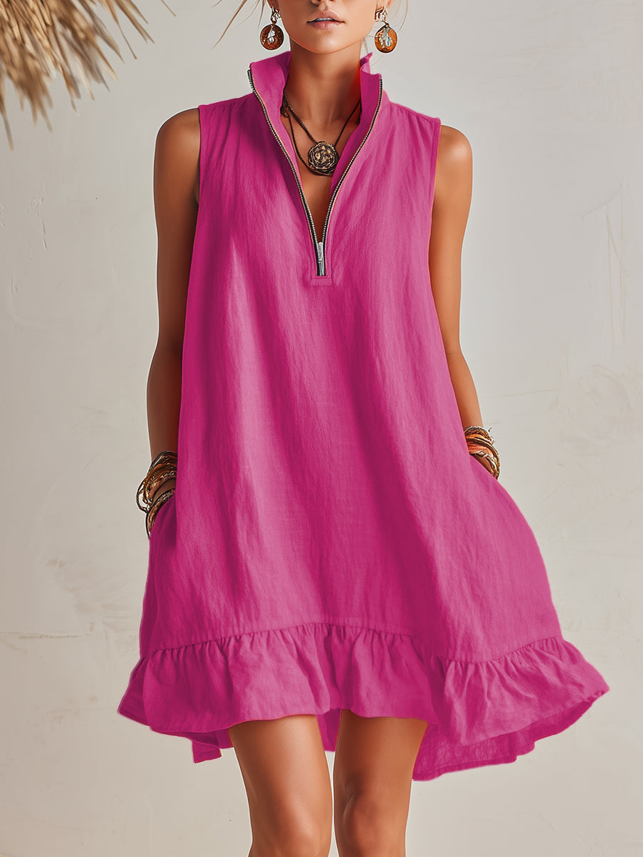 Abito Mini in Cotone e Lino