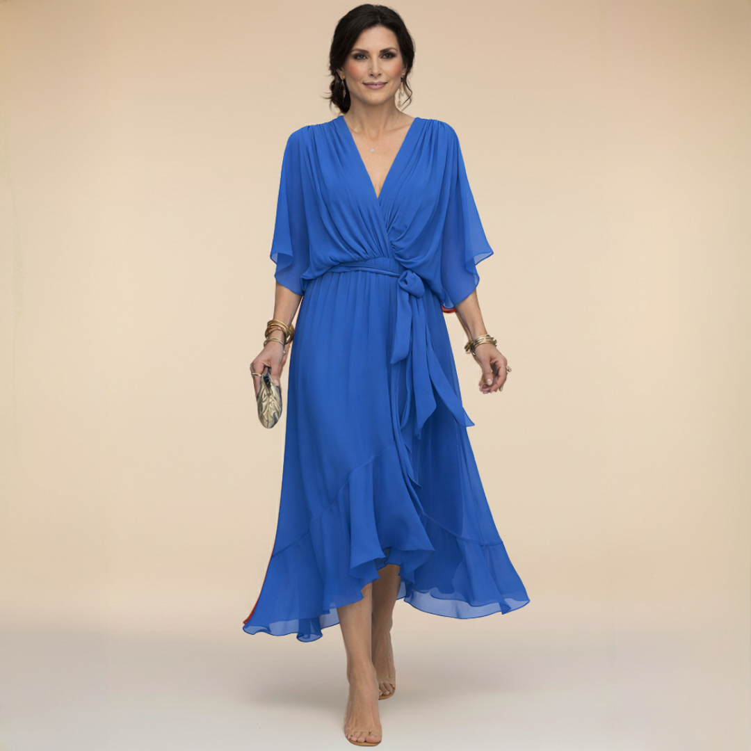 La Scintilla | Abito in chiffon con scollatura a V