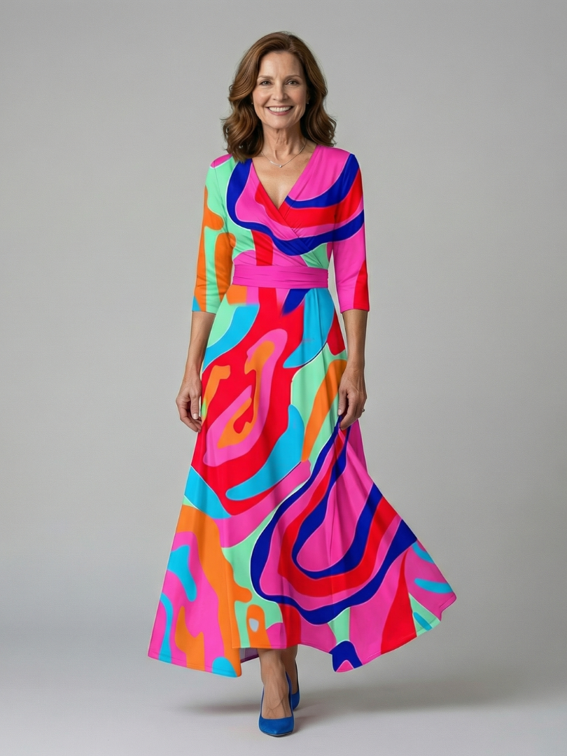 Celine | Abito midi con colletto avvolgente