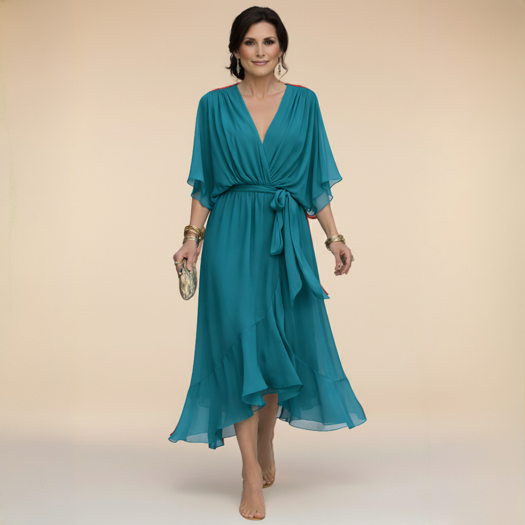 La Scintilla | Abito in chiffon con scollatura a V