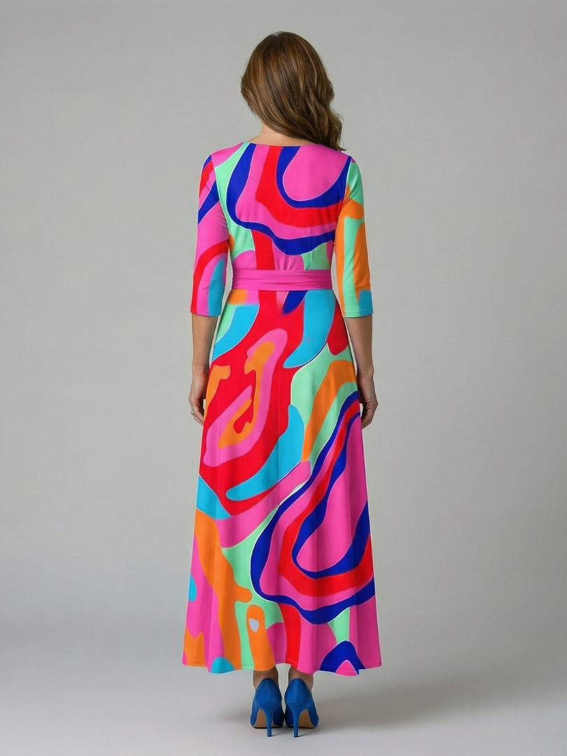 Celine | Abito midi con colletto avvolgente