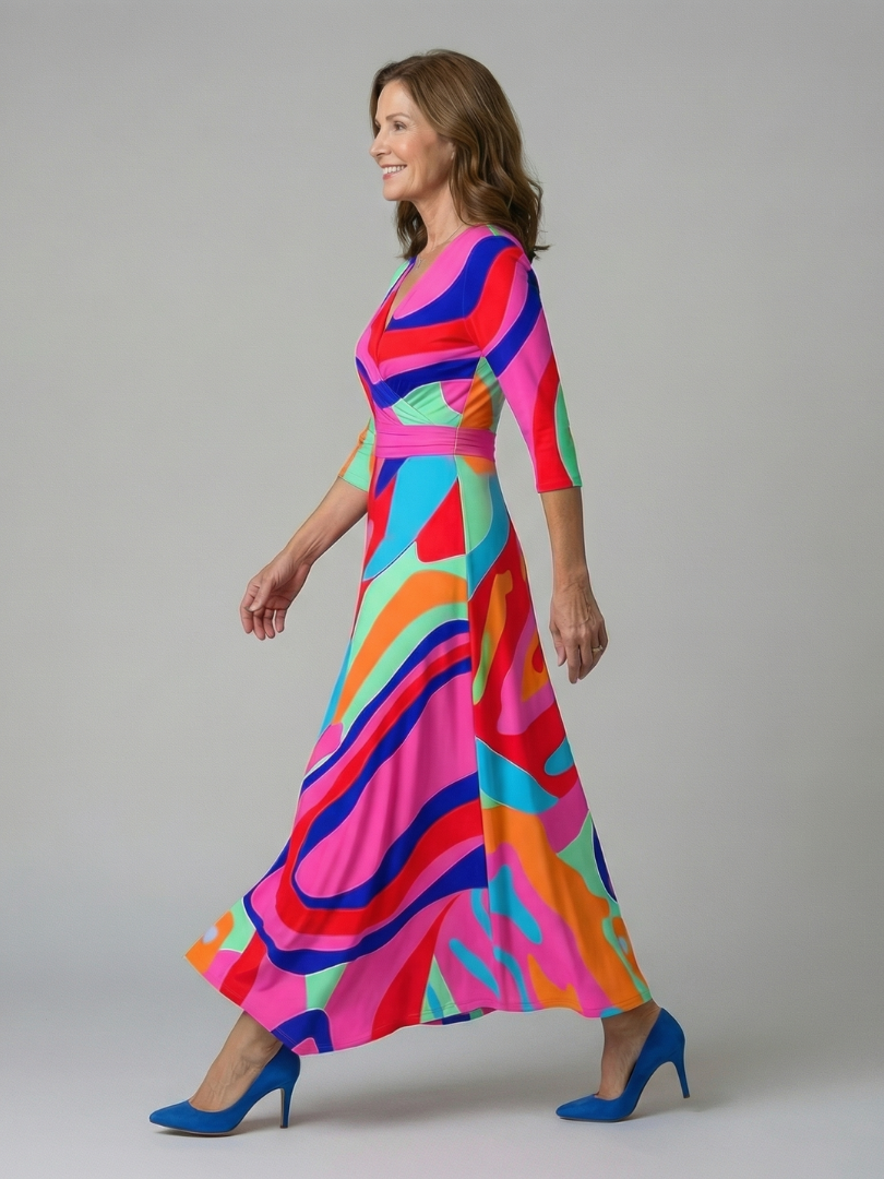Celine | Abito midi con colletto avvolgente