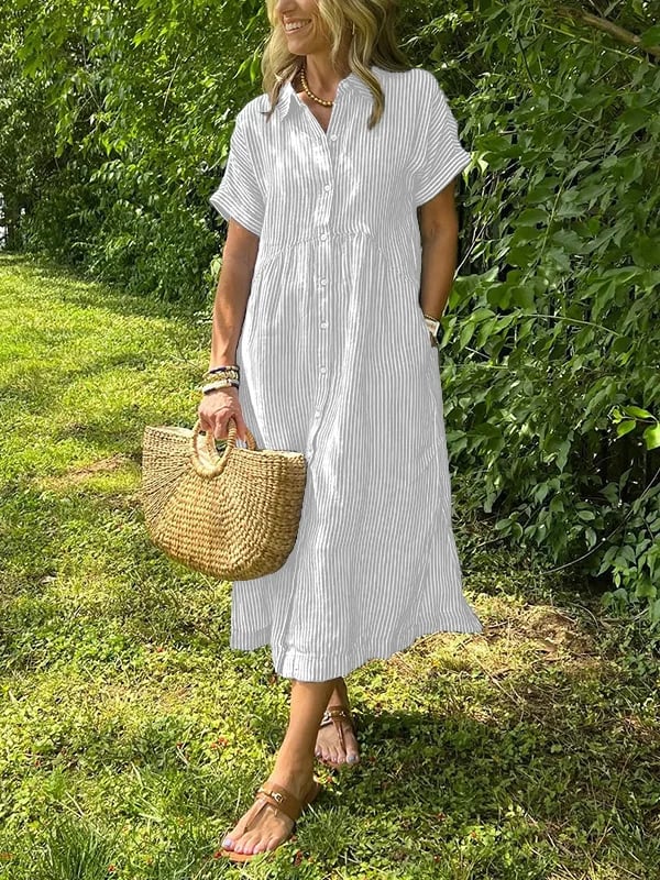 Ishka™ | Vestido de Camisa a Rayas