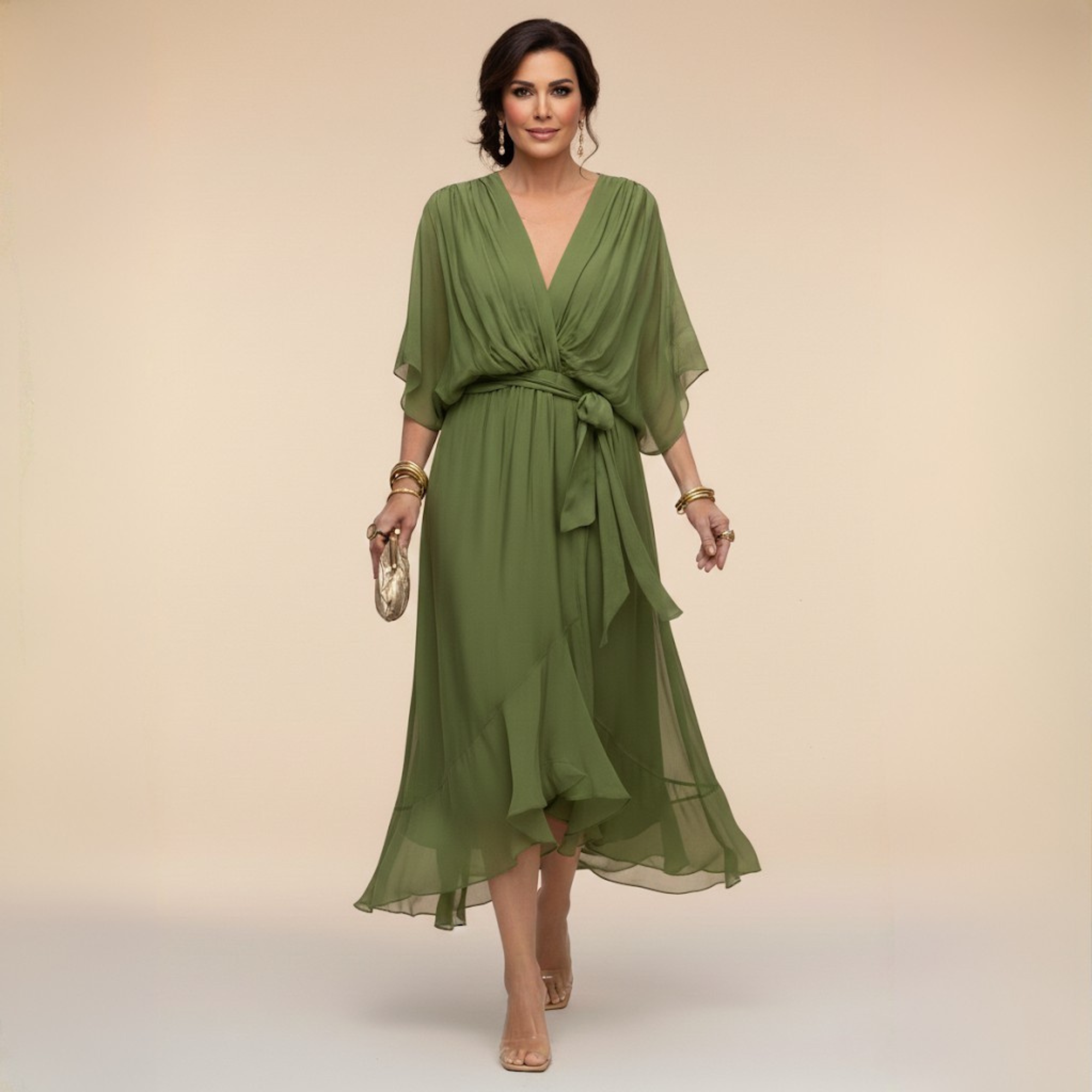 Alessia | Vestido de gasa con escote en V