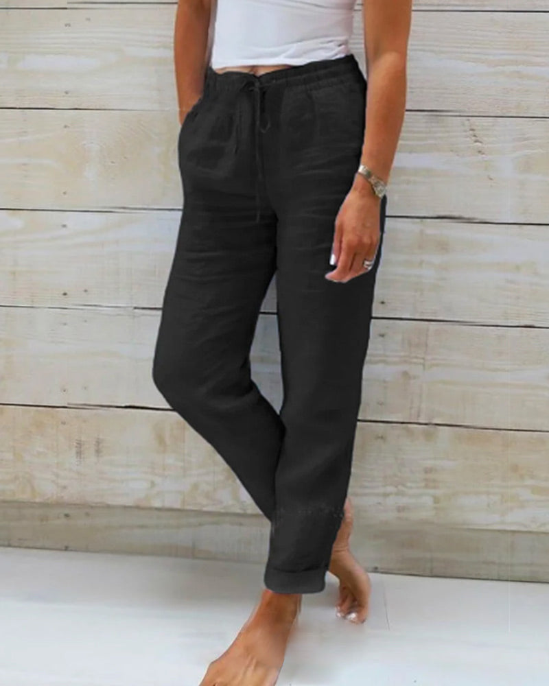 Allison - Pantaloni Tailored in Lino e Cotone di Lusso
