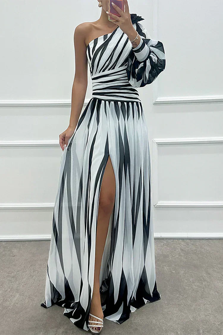 Hazel™ | Vestido Maxi Elegante de Rayas con Hombro al Descubierto