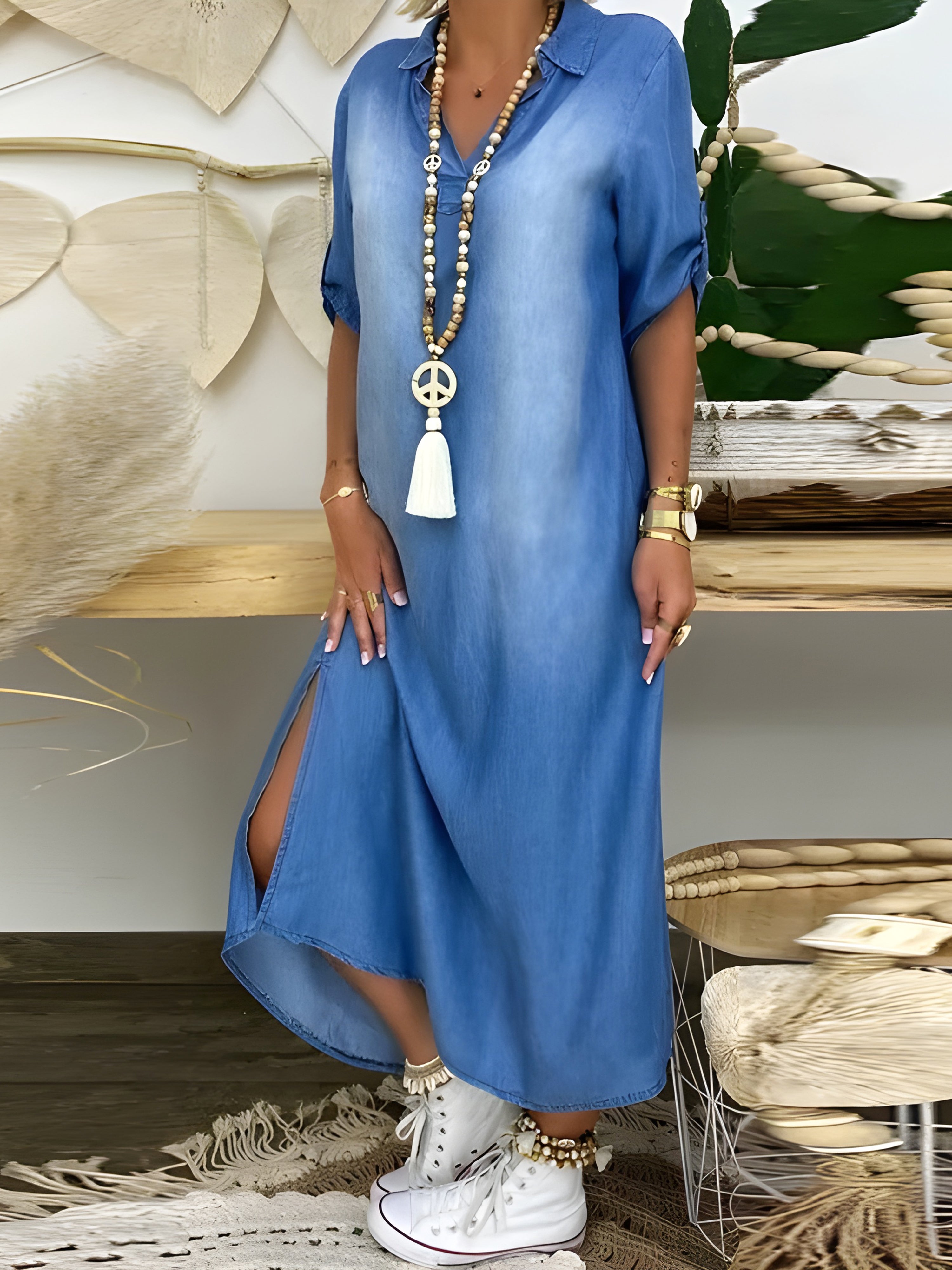 Devorah™ | Abito Maxi in Denim Chic