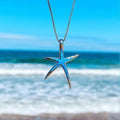 Collar con Colgante de Estrella de Mar en Plata con Ópalo Azul