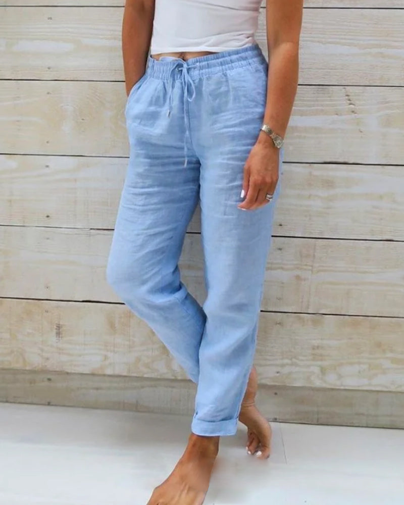 Allison - Pantaloni Tailored in Lino e Cotone di Lusso