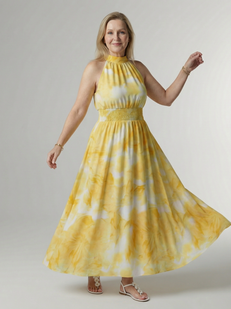Sylin | Abito midi arricciato con scollo a halter