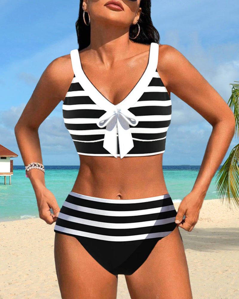 Bloom | Bikini a righe con vita alta
