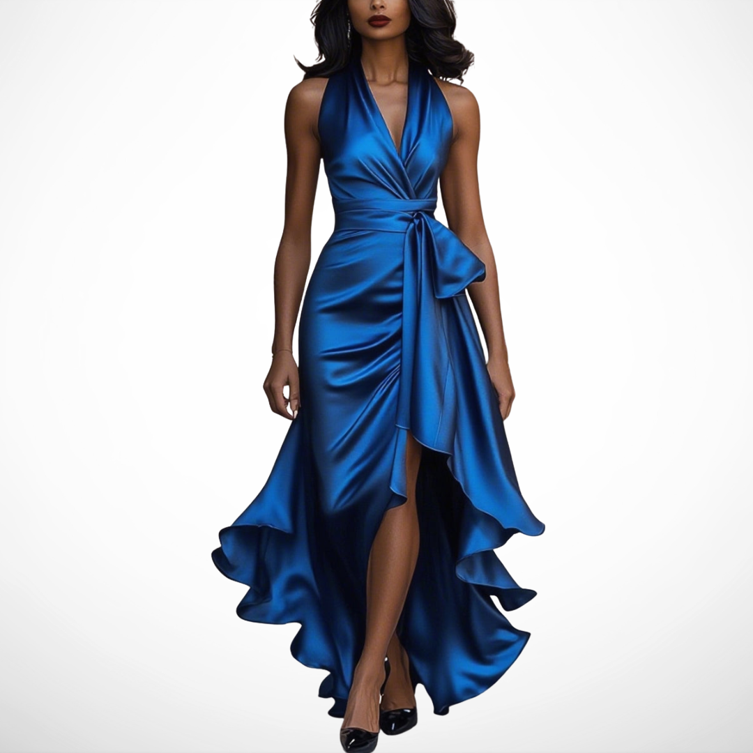Lauren | Vestido de Satén con Cintura Drapedada