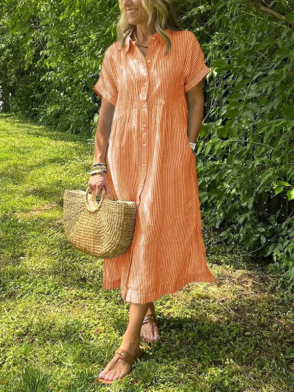 Ishka™ | Vestido de Camisa a Rayas