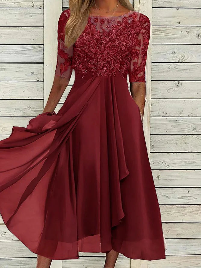 Harper™ | Elegante vestido midi de encaje