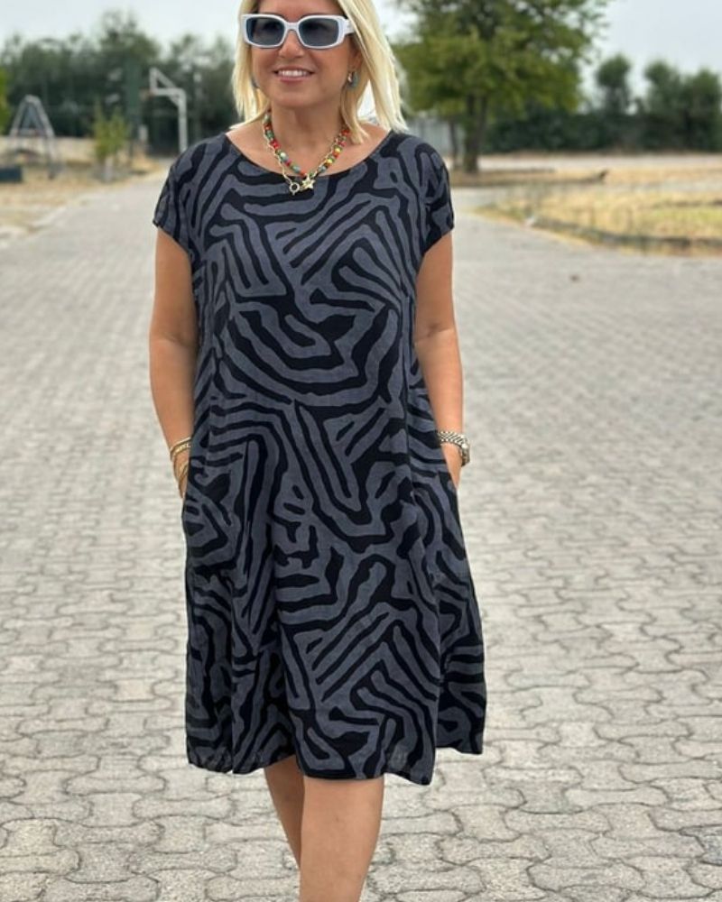 Melia | Abito estivo con scollo rotondo e splendida stampa