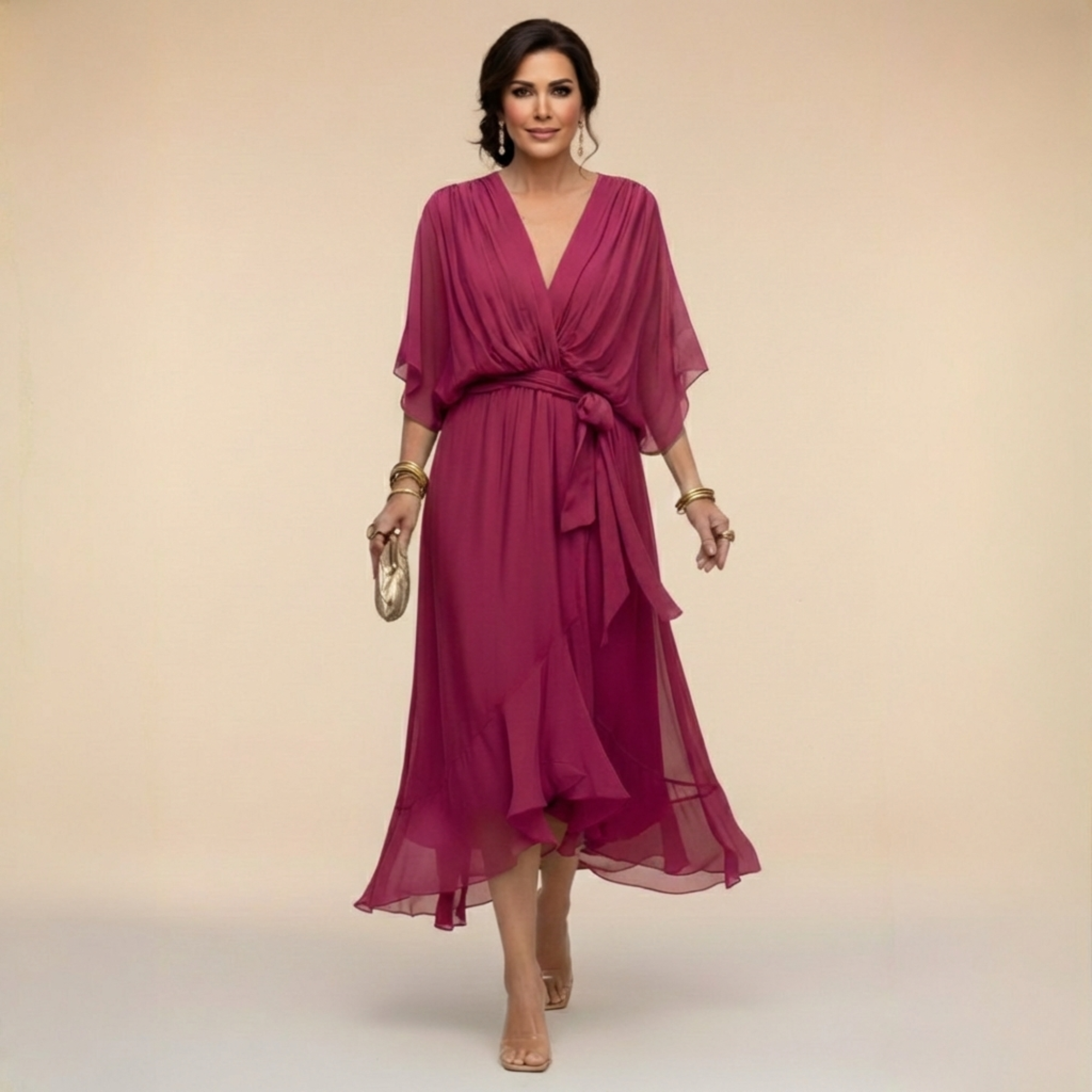 Alessia | Vestido de gasa con escote en V