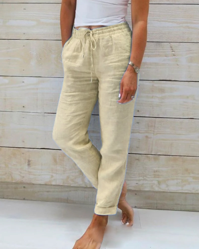 Allison - Pantaloni Tailored in Lino e Cotone di Lusso