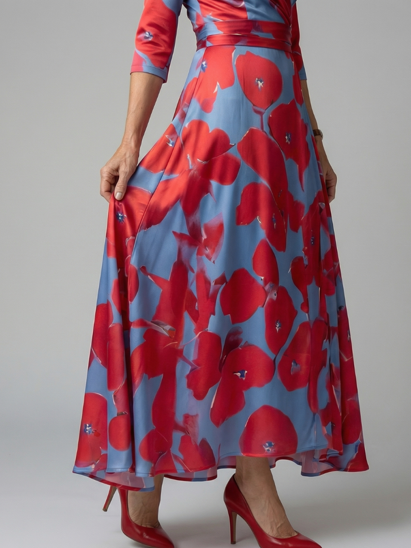 Celine | Abito midi con colletto avvolgente