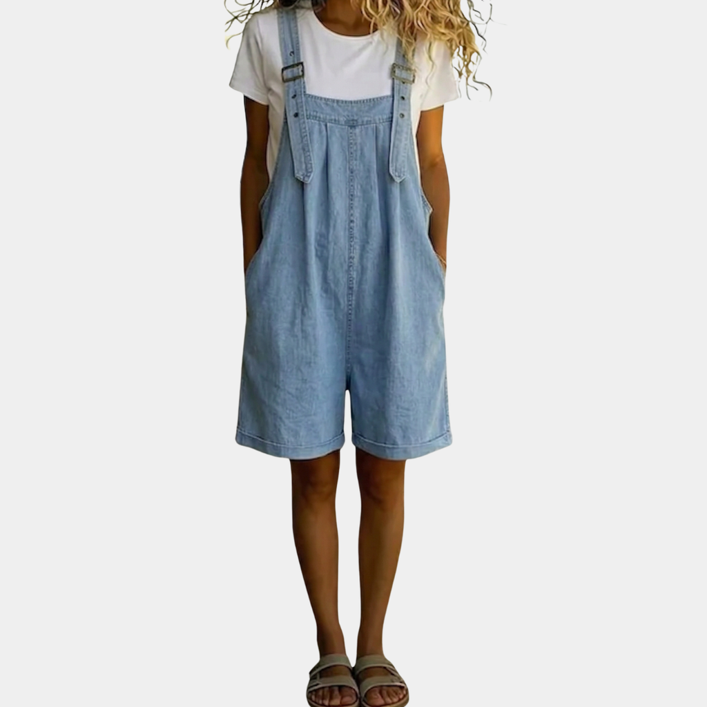 Lily | Salopette in denim morbido e lavato vintage blu chiaro