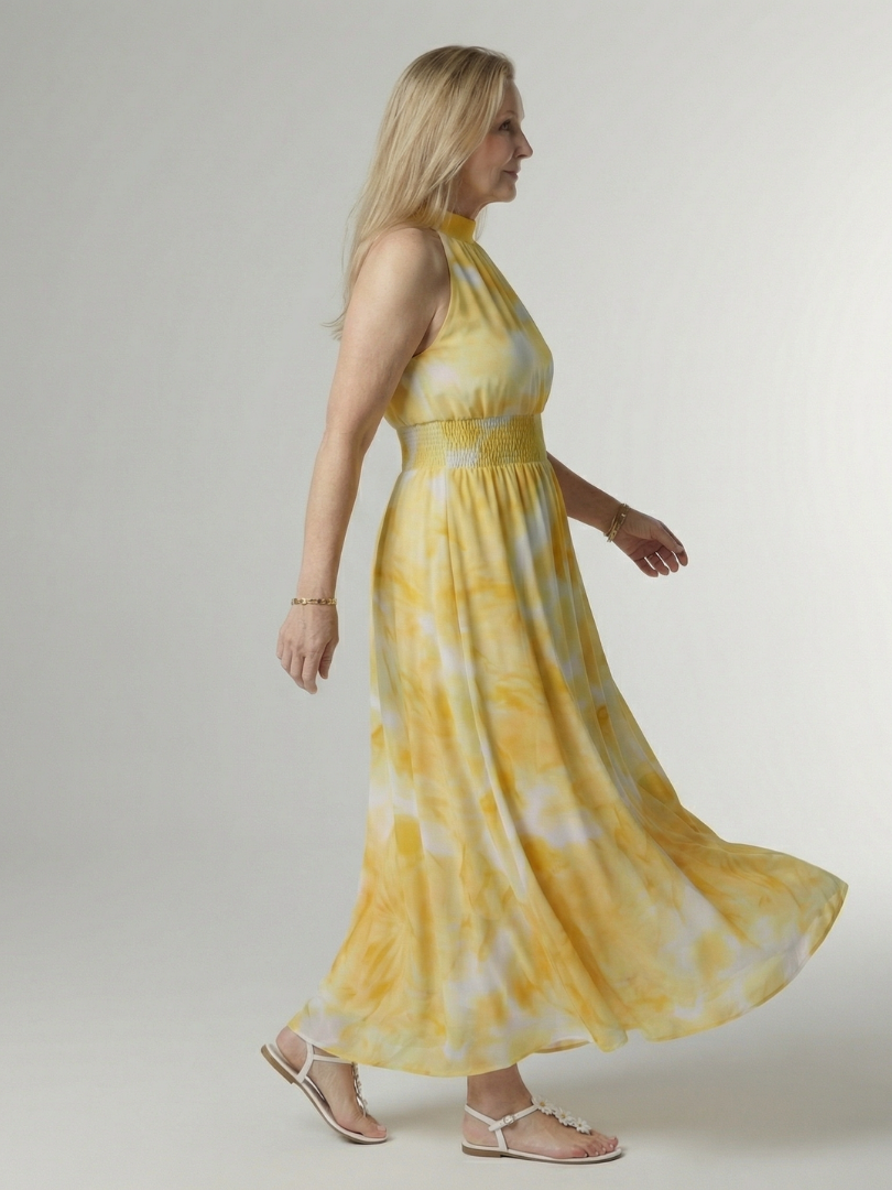 Sylin | Abito midi arricciato con scollo a halter