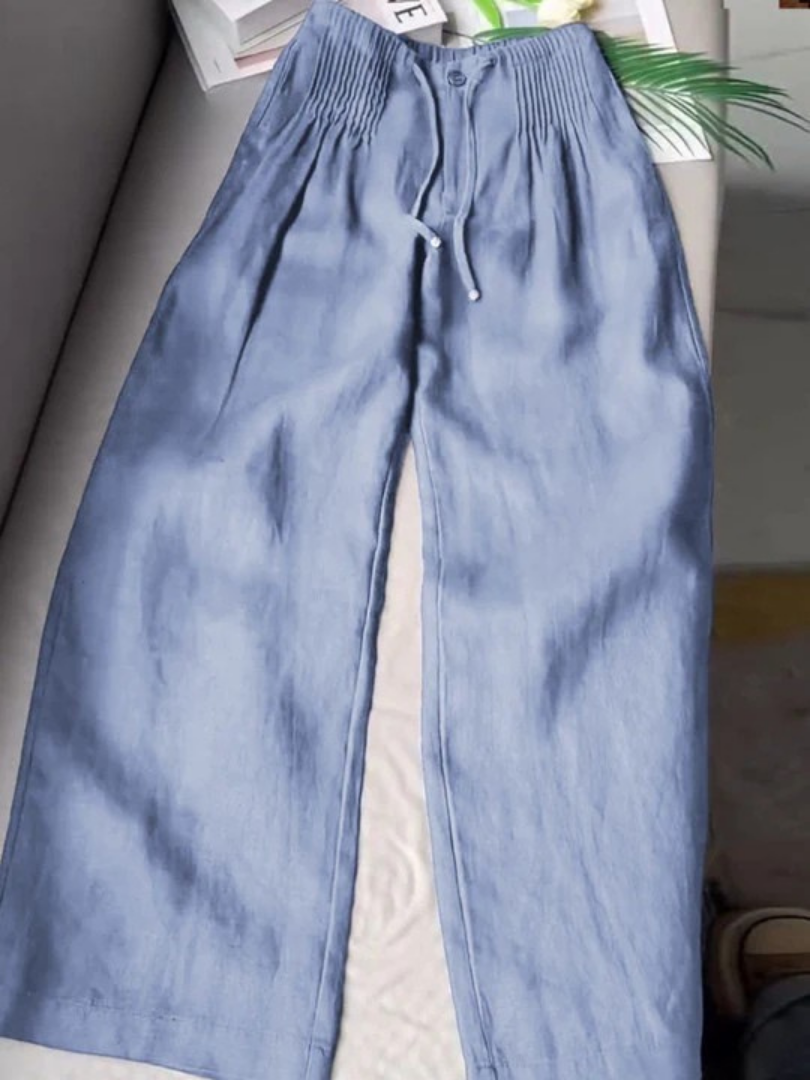 Camille | Pantaloni larghi in misto cotone e lino