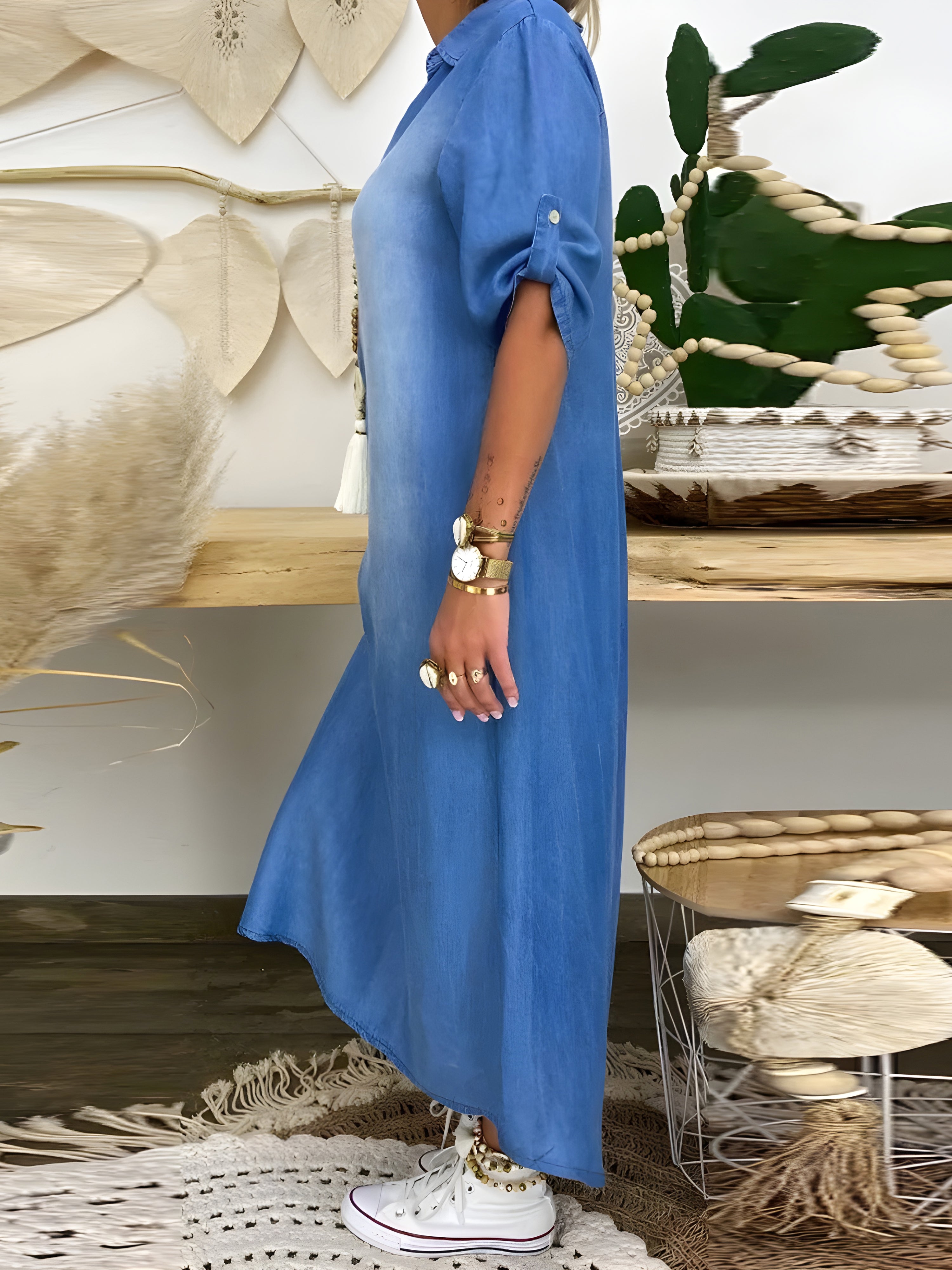 Devorah™ | Abito Maxi in Denim Chic