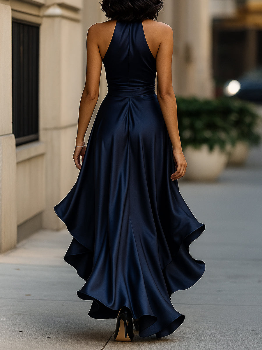 La Scintilla | Abito in Satin Drappeggiato in Vita