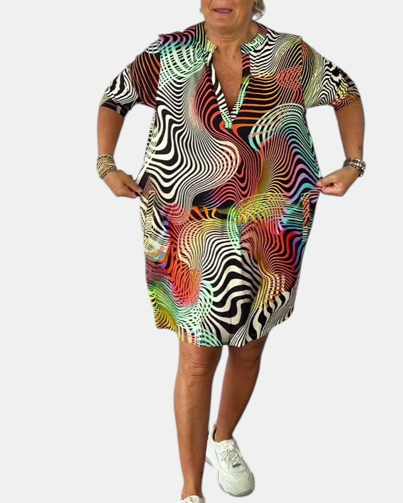 Jessica™ | Abito V-collo Colorato