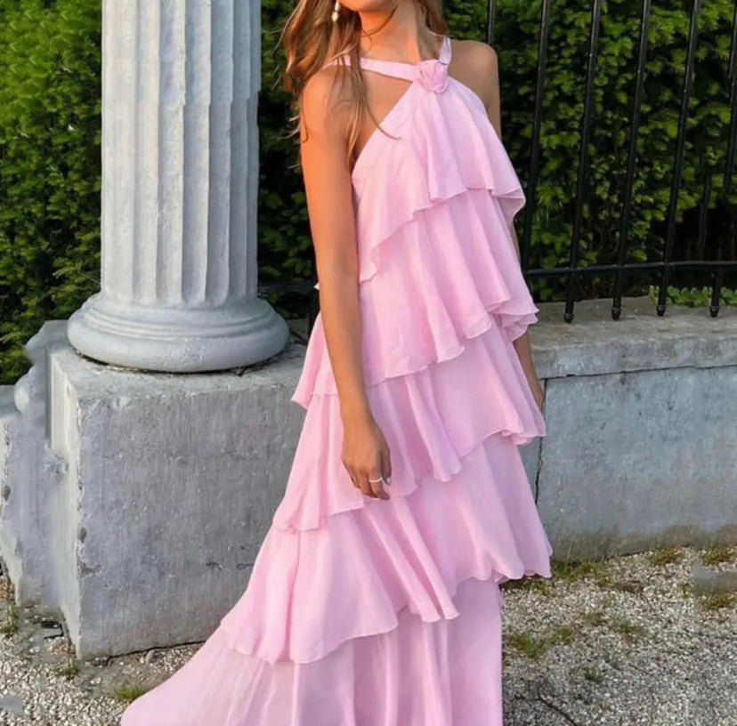 Ayelet™ | Abito Maxi con Scollo a V e Rouches
