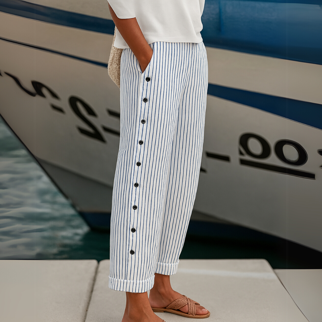 Caitlin | Pantaloni Stripes Eleganti con Bottoni