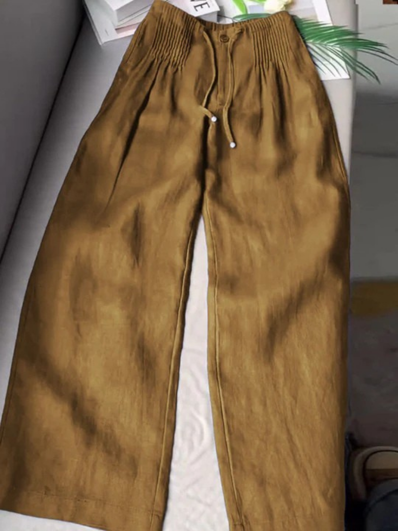 Camille | Pantaloni larghi in misto cotone e lino