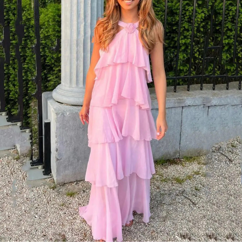 Ayelet™ | Abito Maxi con Scollo a V e Rouches