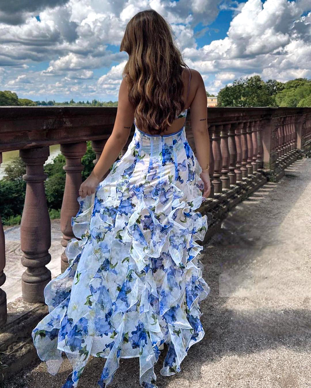 Uri™ | Abito Midi Floreale con Rouches