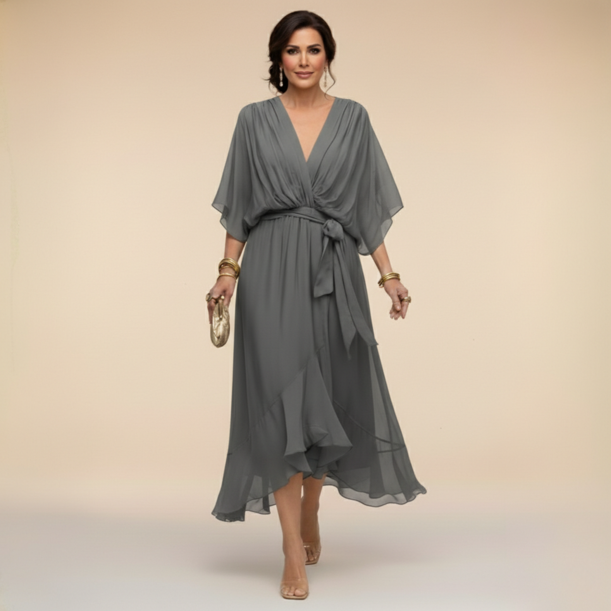 Alessia | Vestido de gasa con escote en V