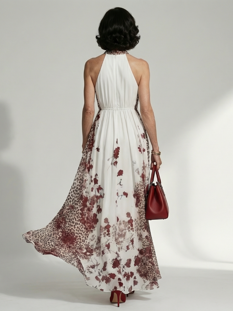 Orlune | Abito Maxi Faltato in Bianco