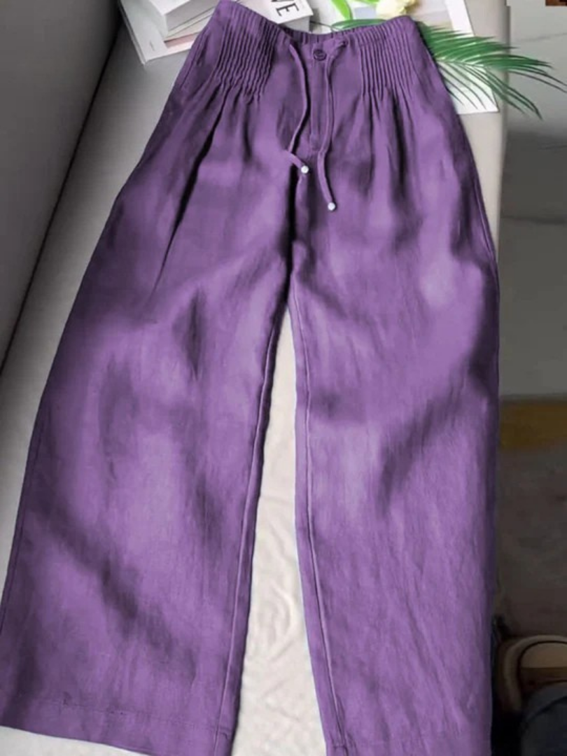Camille | Pantaloni larghi in misto cotone e lino