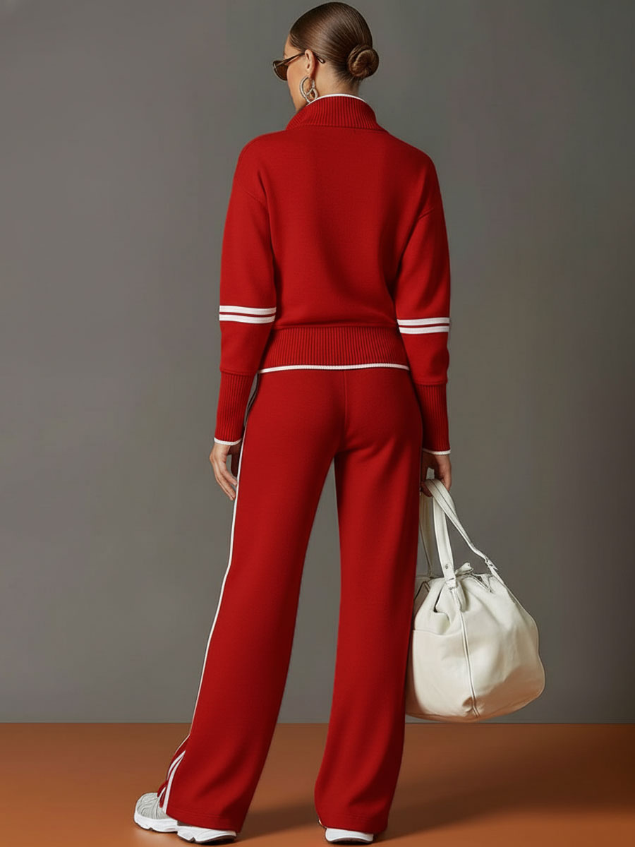 Priscilla - Completo Sportivo Elegante con Felpa Mezza Zip