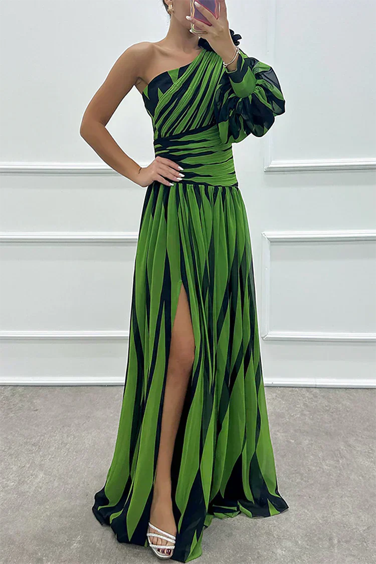 Hazel™ | Vestido Maxi Elegante de Rayas con Hombro al Descubierto