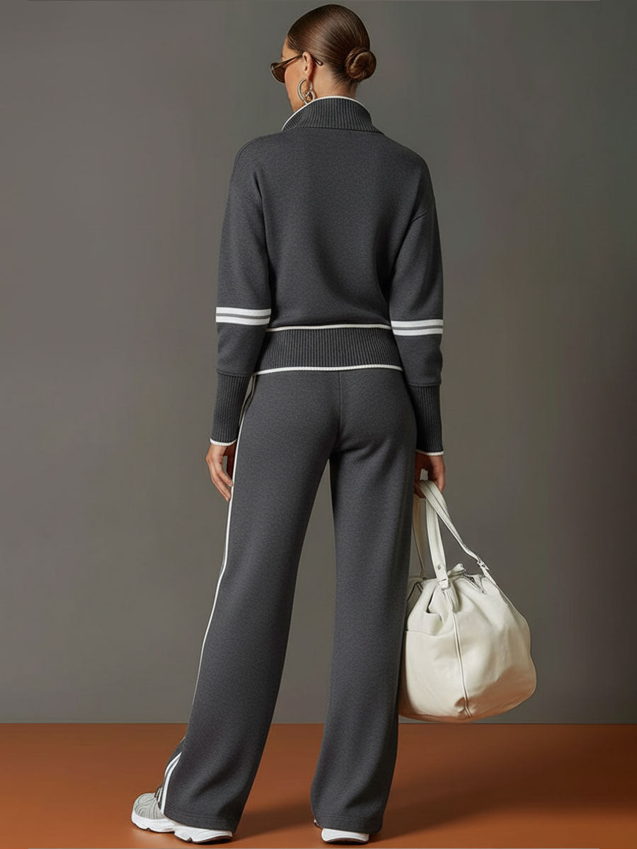 Priscilla - Completo Sportivo Elegante con Felpa Mezza Zip