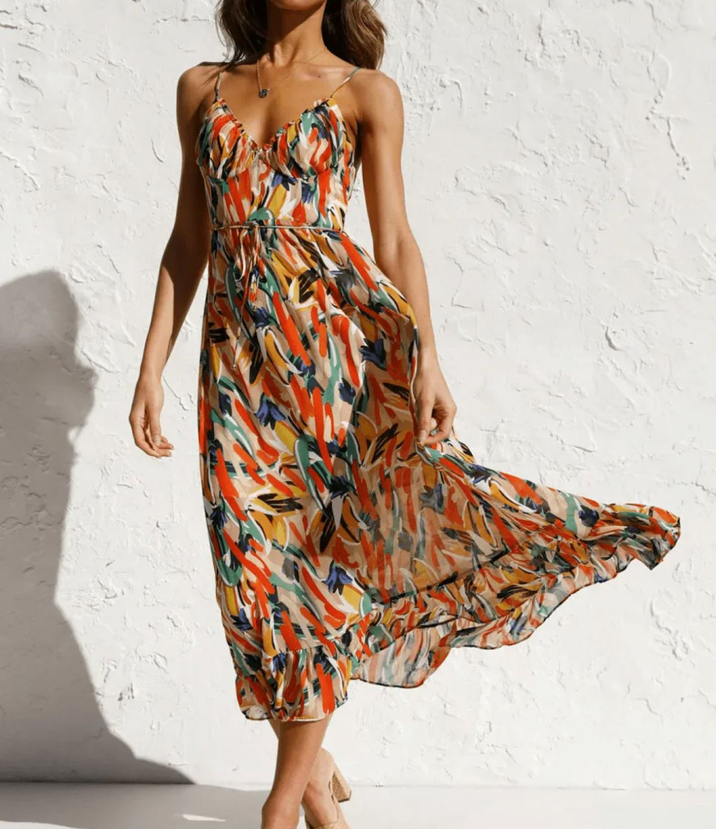 Kalista | Vestido Midi de Color Brillante