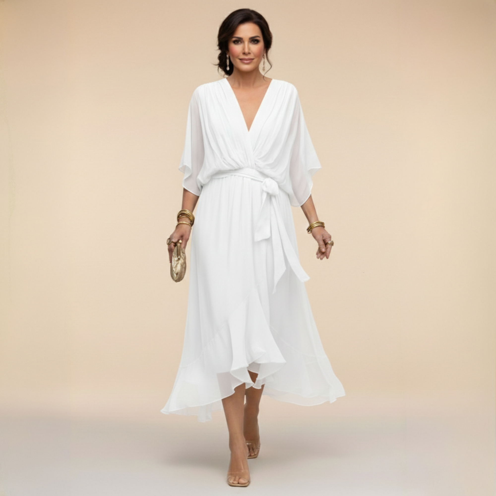 La Scintilla | Abito in chiffon con scollatura a V