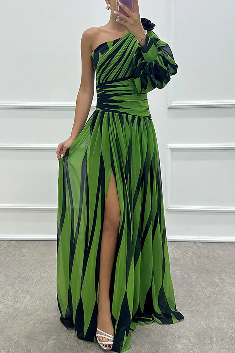 Hazel™ | Vestido Maxi Elegante de Rayas con Hombro al Descubierto
