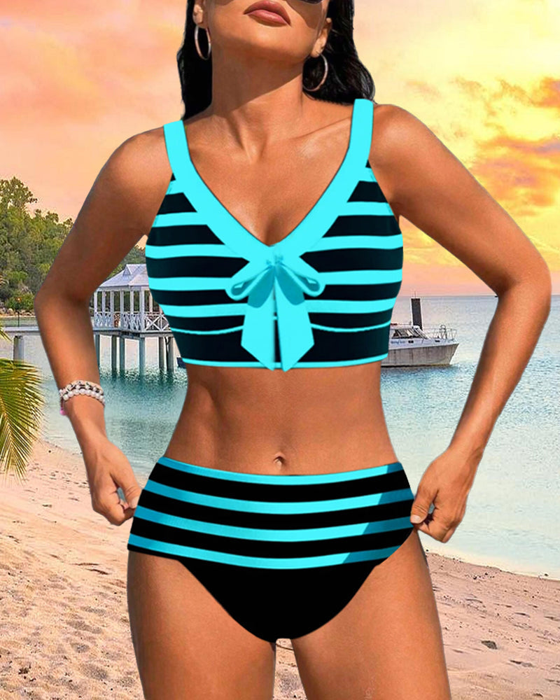 Bloom | Bikini a righe con vita alta