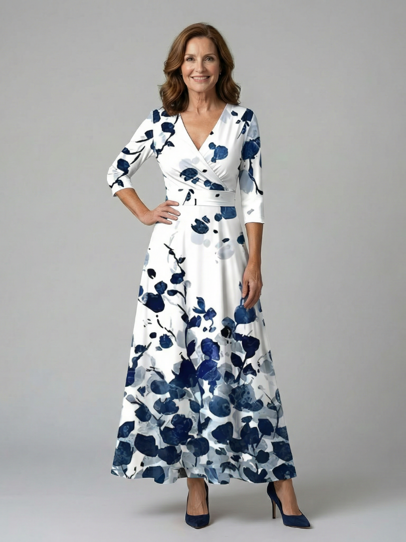 Celine | Abito midi con colletto avvolgente