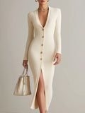 Marisa | VESTIDO MIDI DE RAYAS ELEGANTE CON BOTONES